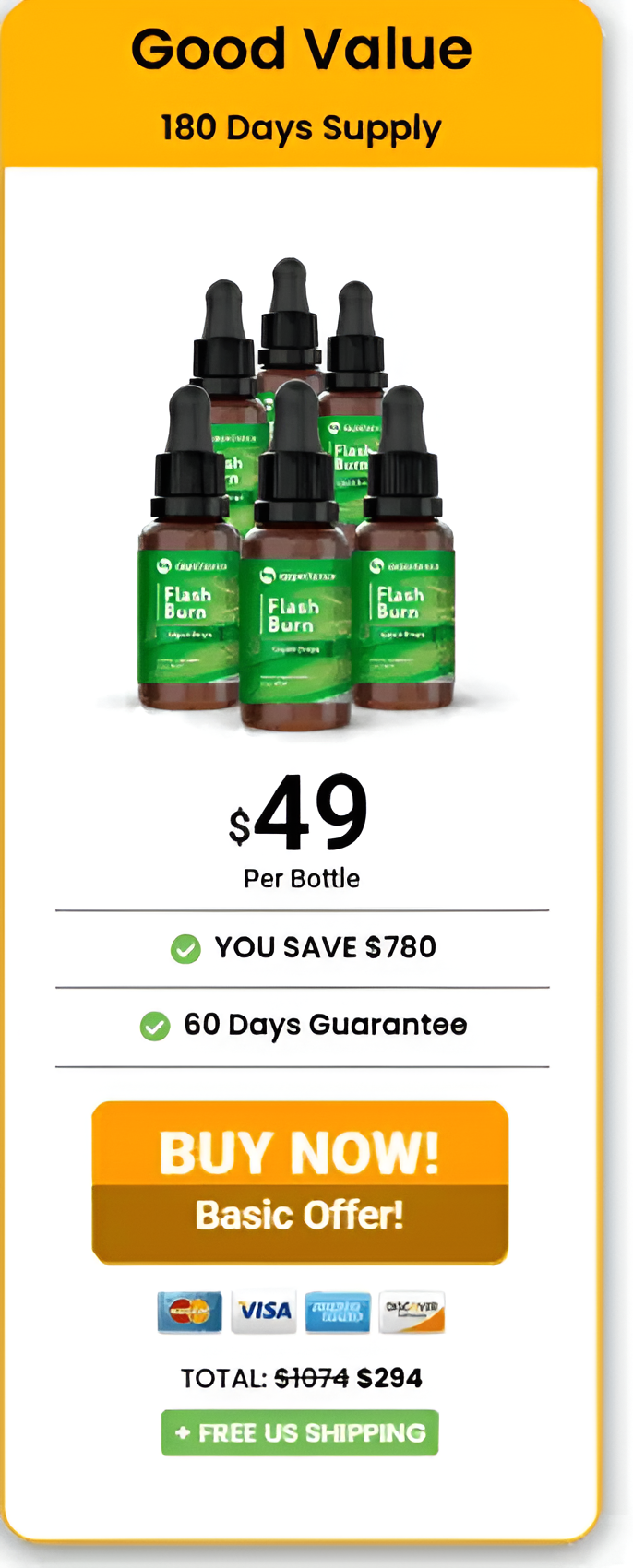 Flash Burn 6 $49/bottle